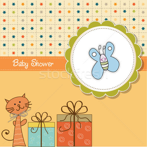 Engraçado desenho animado bebê chuveiro cartão vetor Foto stock © balasoiu