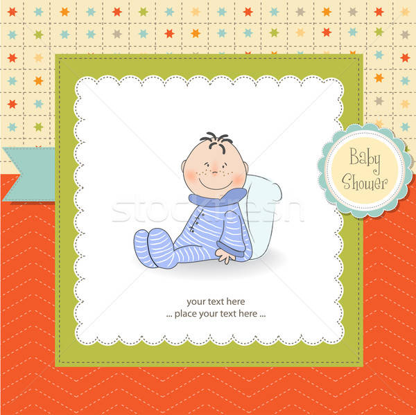 Novo bebê anúncio cartão pequeno menino Foto stock © balasoiu