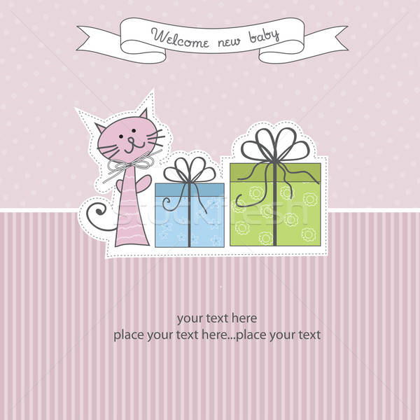 Urodziny zapowiedź karty kot streszczenie tle Zdjęcia stock © balasoiu