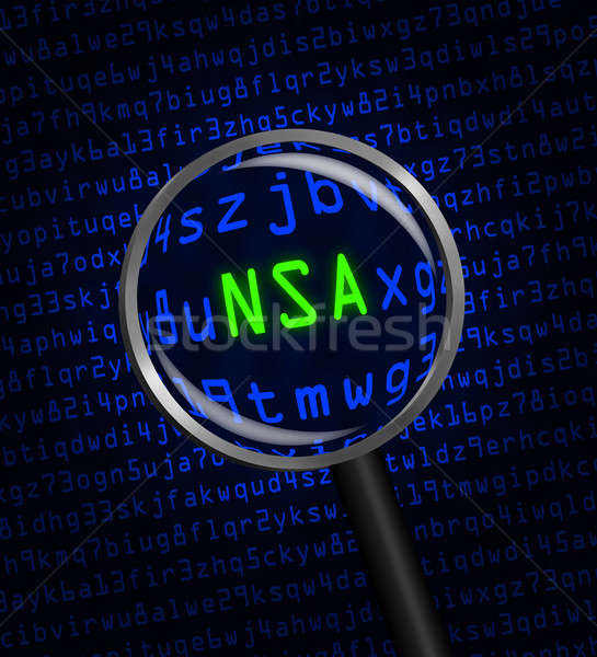 NSA revealed in computer code through a magnifying glass Stock photo © Balefire9