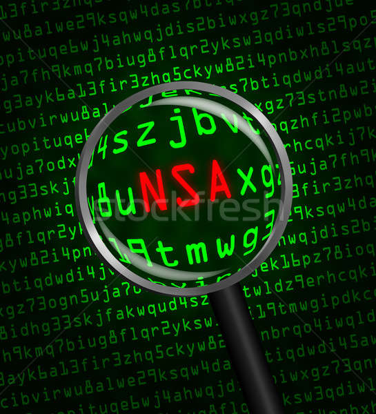 Stock photo: NSA revealed in computer code through a magnifying glass 