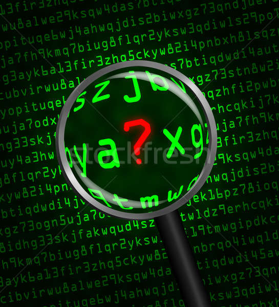 Question Mark revealed in computer code through a magnifying gla Stock photo © Balefire9