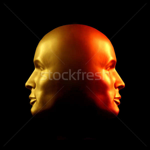 Two-faced head statue, red and gold Stock photo © Balefire9