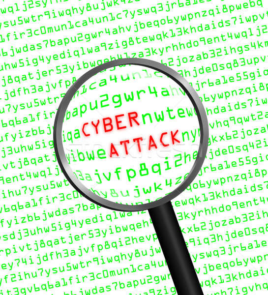 Cyber Attack revealed in computer machine code through a magnify Stock photo © Balefire9