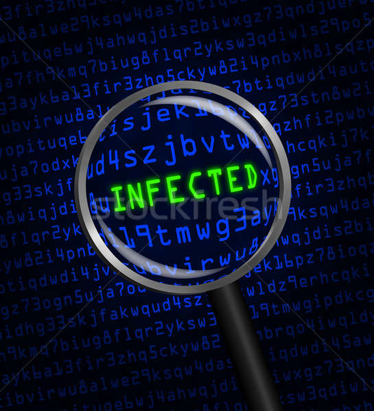 'INFECTED' revealed in computer code through a magnifying glass  Stock photo © Balefire9