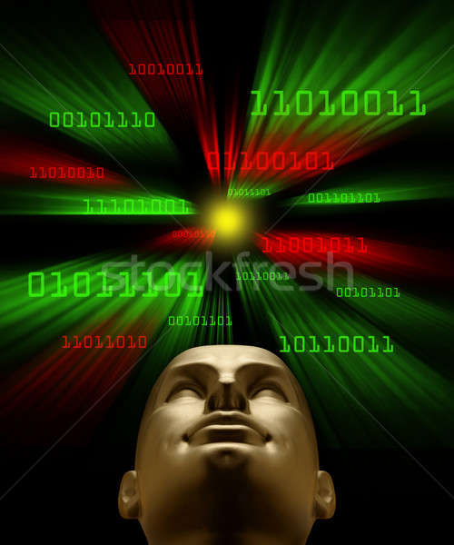 Artifical intelligence as symbolized by binary code flying towar Stock photo © Balefire9