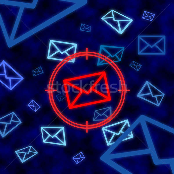 Email icon targeted by electronic surveillance in cyberspace Stock photo © Balefire9
