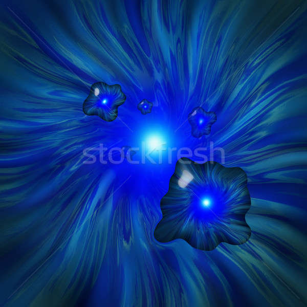 Blue globules flying through a wormhole vortex Stock photo © Balefire9