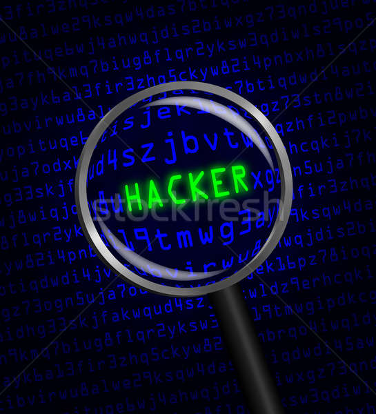 'HACKER' revealed in computer code through a magnifying glass Stock photo © Balefire9