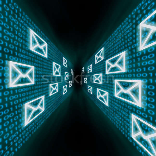 Email ikonok repülés falak bináris kód kék Stock fotó © Balefire9