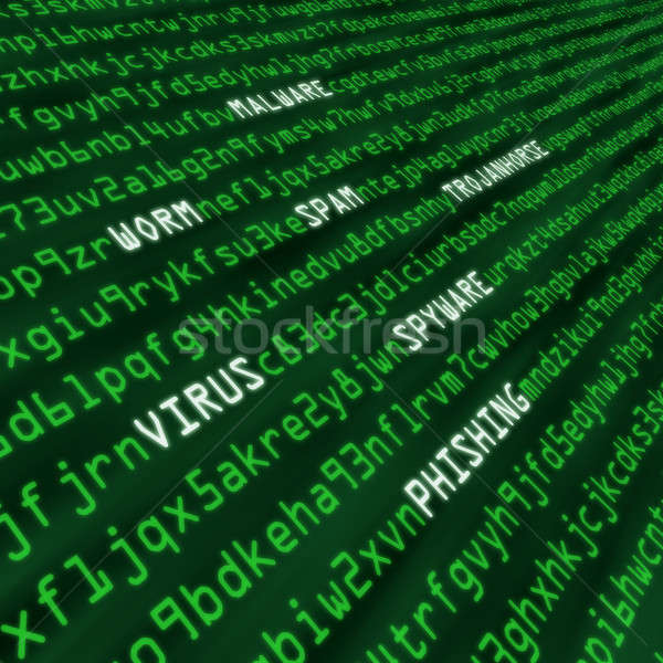 Támadás kód vírus kukac ló malware Stock fotó © Balefire9