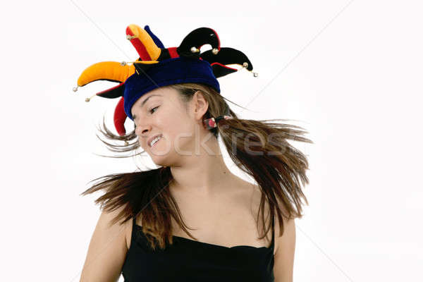 Funky hat Frauen Studenten Haar Stock foto © Bananna