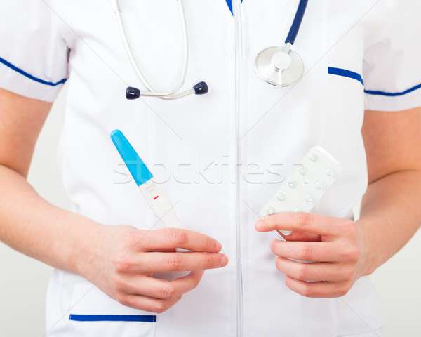 Exitoso anticoncepción ginecólogo resultado no Foto stock © barabasa