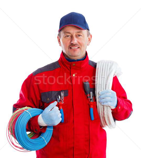 Amigável confiável eletricista colorido arame flexível Foto stock © barabasa