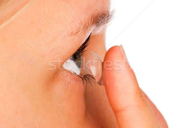 Kontaktlinsen Frau gemütlich weichen Stock foto © barabasa
