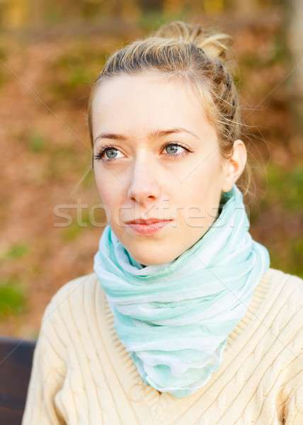 Woman with blue scarf Stock photo © barabasa