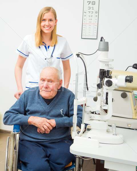 Disabled Old Man With Vision Problems Stock photo © barabasa