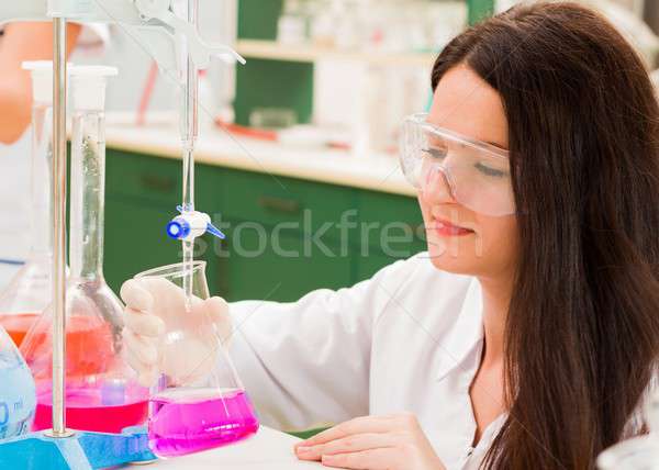 Researcher woman at the laboratory Stock photo © barabasa
