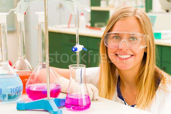 Joyful chemical research Stock photo © barabasa