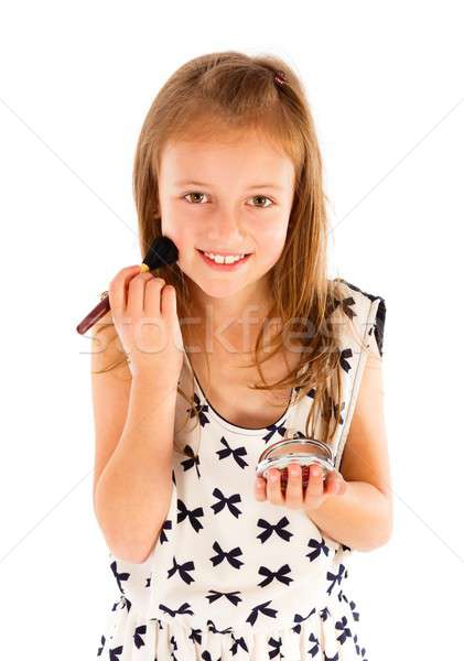 Little Girl Applying Make-up Stock photo © barabasa