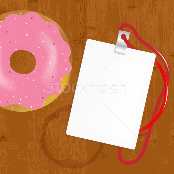 Stock foto: Abzeichen · Donuts · Holz · Business · Papier · Baum