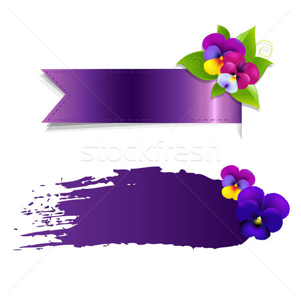 Blob And Ribbon Banner With Flowers Stock photo © barbaliss