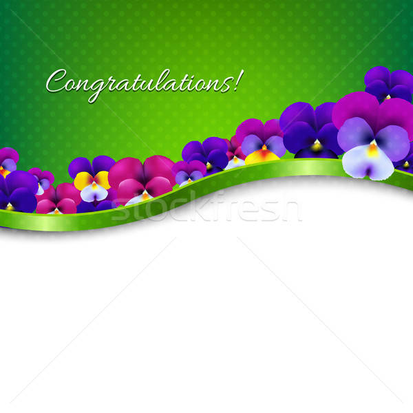 Congratulations Card Flowers Pansies Stock photo © barbaliss