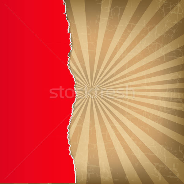 Red Torn Paper With Sunburst Background Stock photo © barbaliss