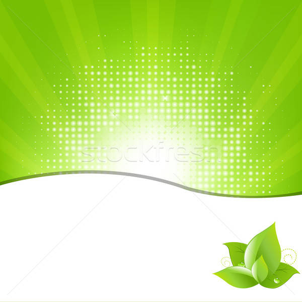Green Background With Beams And Leaves Stock photo © barbaliss