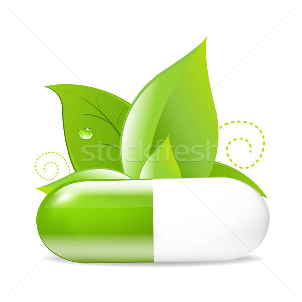 Tablet foglie isolato bianco foglia medicina Foto d'archivio © barbaliss
