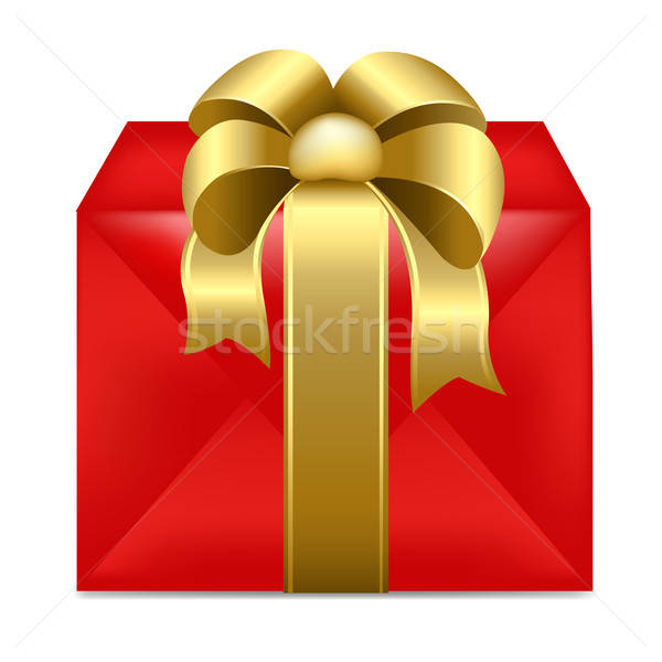 Stock photo: Red Gift Box With Gold Ribbon
