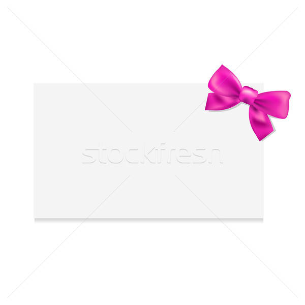 Stockfoto: Geschenk · tag · roze · boeg · geïsoleerd · witte