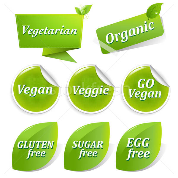 Vegan címkék nagy szett étel szimbólumok Stock fotó © barbaliss