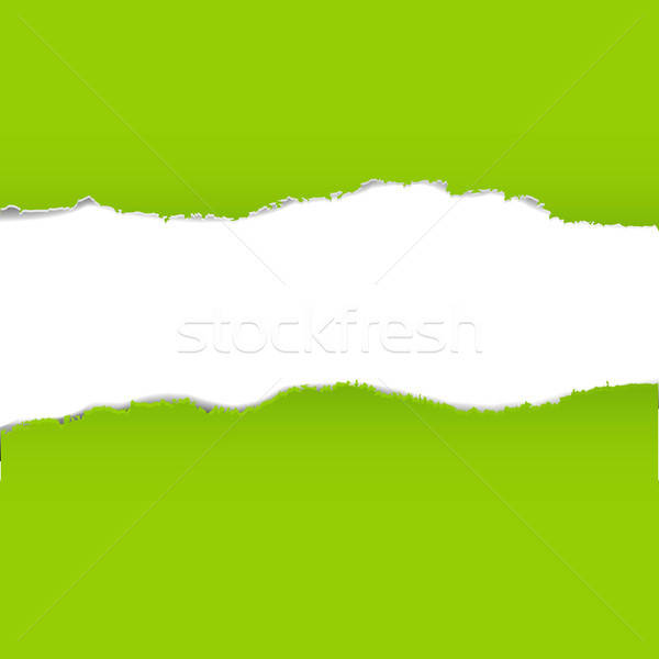 Stock photo: Green Torn Paper Borders Background