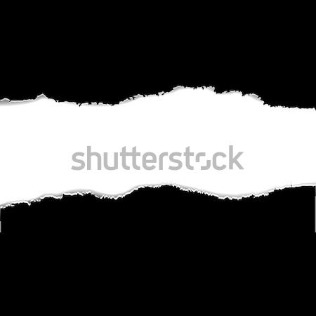 Siyah yırtık kağıt çerçeve Retro beyaz Stok fotoğraf © barbaliss
