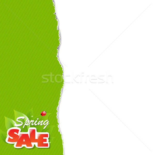 Сток-фото: зеленый · рваной · бумаги · продажи · Label · градиент