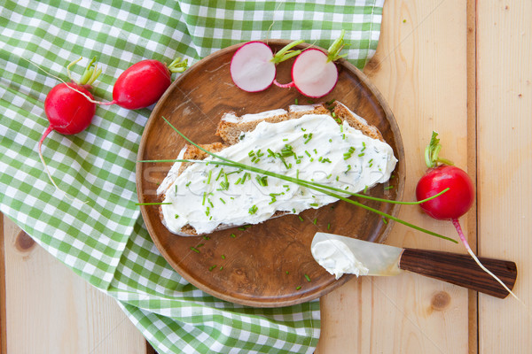 Foto stock: Centeno · pan · crema · queso · rebanada · frescos