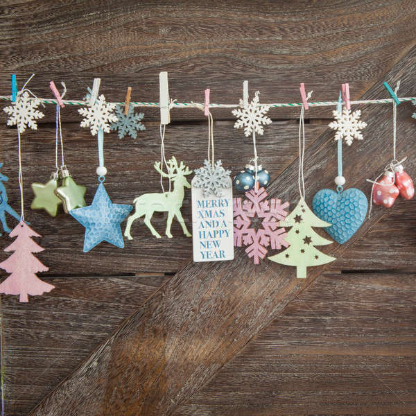 Rustikal Weihnachten Holz Ornamente Liebe Stock foto © BarbaraNeveu