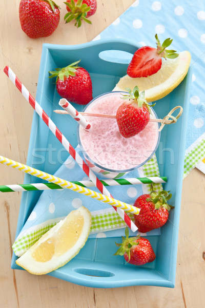 Milk shake with fresh strawberries Stock photo © BarbaraNeveu