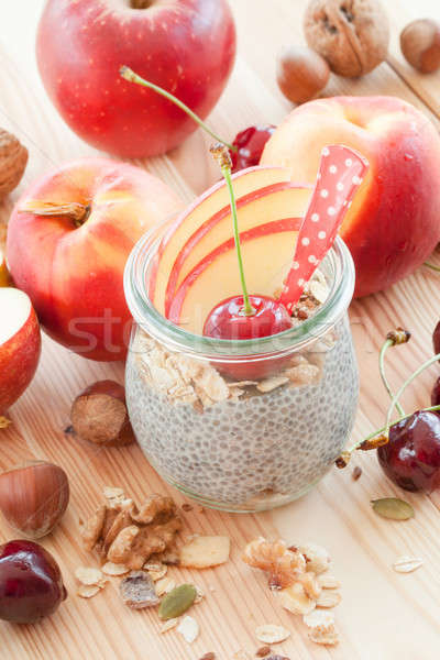 Pouding fraîches fruits vintage alimentaire déjeuner [[stock_photo]] © BarbaraNeveu