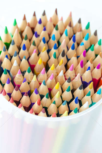 [[stock_photo]]: Crayons · blanche · bois · école · fond