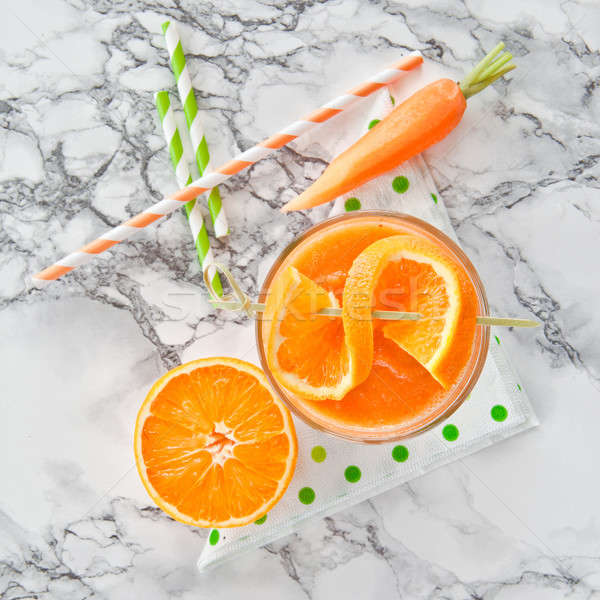 Сток-фото: оранжевый · морковь · льстец · свежие · стекла · пить