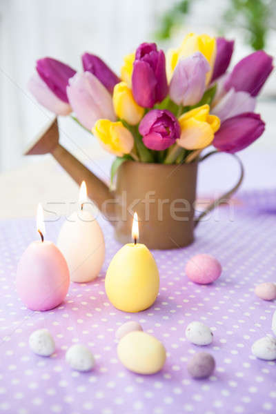 Fraîches tulipes pourpre bouquet Pâques [[stock_photo]] © BarbaraNeveu