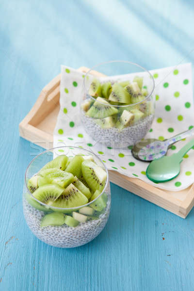 Stock fotó: Puding · kiwi · friss · üveg · zöld · kék