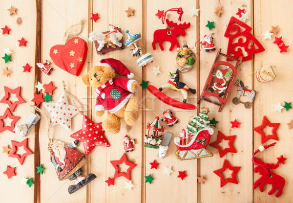 Christmas vintage zabawki dekoracje serca czerwony Zdjęcia stock © BarbaraNeveu