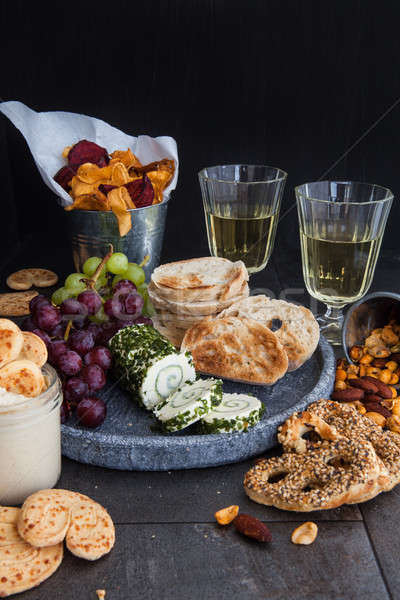 Cheese with bread and crackers Stock photo © BarbaraNeveu