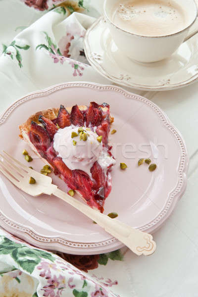 Stock foto: Scheibe · Pflaume · pie · hausgemachte · schöpfen · Eis