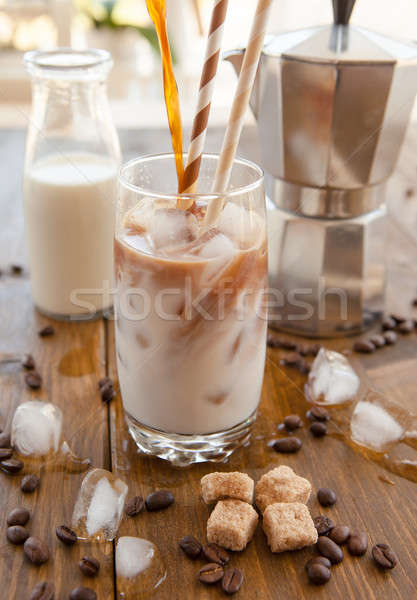 Gelado café alto vidro leite beber Foto stock © BarbaraNeveu