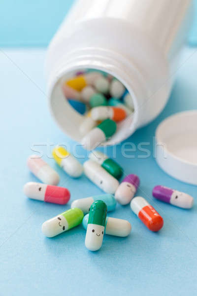 Tabletták boldog arcok színes mentális egészség mosoly Stock fotó © BarbaraNeveu