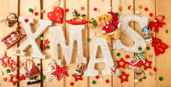 Natal vintage brinquedo decorações coração vermelho Foto stock © BarbaraNeveu